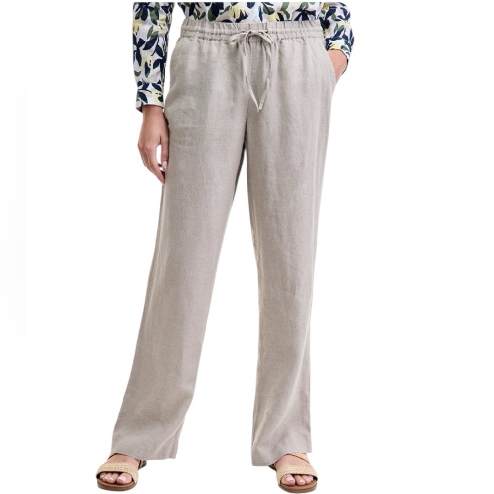 Macy’s charter club luxury Flax linen, drawstring wide leg pants size XL NWT